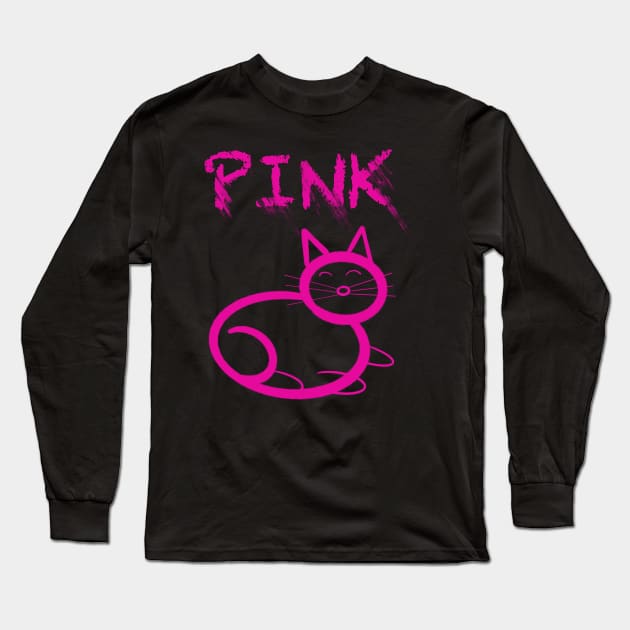 Cute pink cat Long Sleeve T-Shirt by WelshDesigns